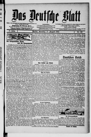 Das deutsche Blatt vom 17.08.1902