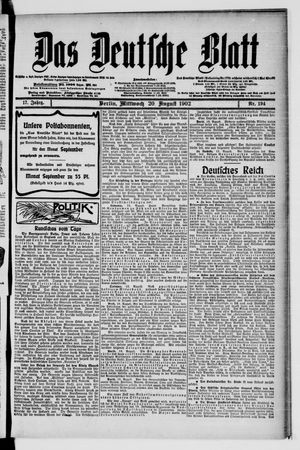 Das deutsche Blatt vom 20.08.1902