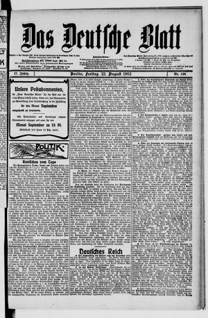 Das deutsche Blatt vom 22.08.1902