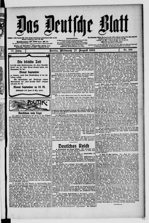 Das deutsche Blatt vom 27.08.1902