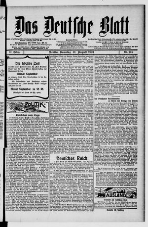 Das deutsche Blatt vom 31.08.1902