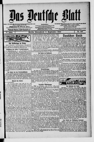 Das deutsche Blatt vom 06.09.1902