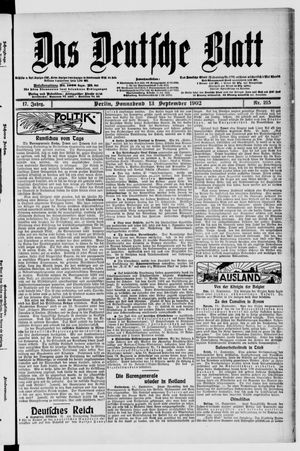 Das deutsche Blatt on Sep 13, 1902
