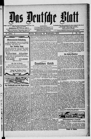 Das deutsche Blatt vom 14.09.1902
