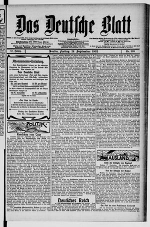 Das deutsche Blatt vom 19.09.1902