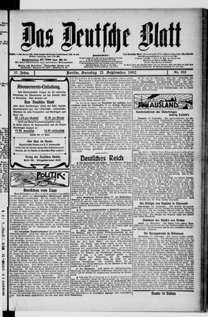Das deutsche Blatt vom 21.09.1902