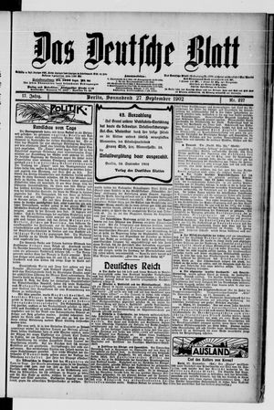 Das deutsche Blatt vom 27.09.1902