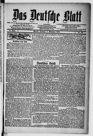 Das deutsche Blatt vom 03.10.1902