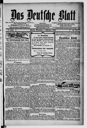 Das deutsche Blatt vom 07.10.1902