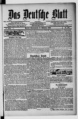 Das deutsche Blatt vom 11.10.1902