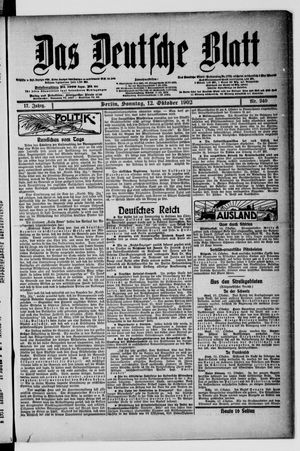 Das deutsche Blatt vom 12.10.1902
