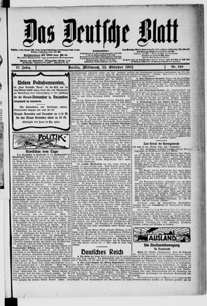 Das deutsche Blatt vom 22.10.1902
