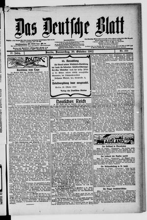 Das deutsche Blatt vom 30.10.1902