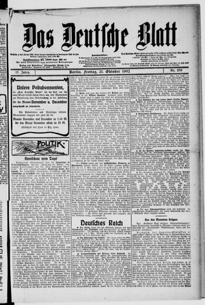 Das deutsche Blatt vom 31.10.1902