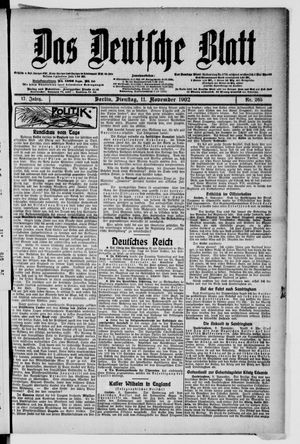 Das deutsche Blatt vom 10.11.1902