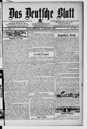 Das deutsche Blatt vom 12.11.1902