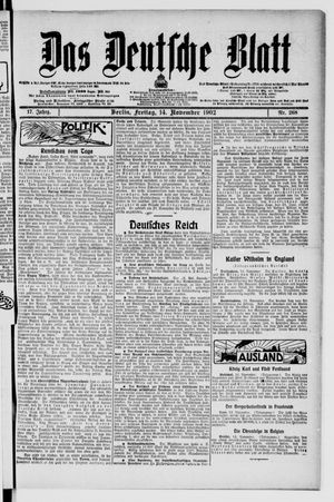 Das deutsche Blatt vom 14.11.1902