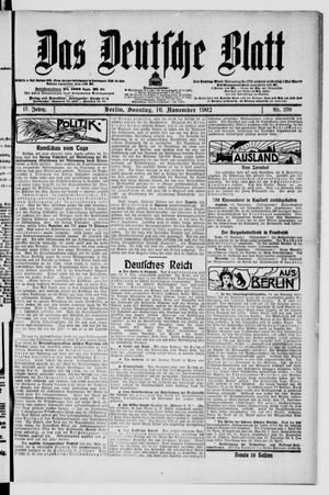 Das deutsche Blatt on Nov 16, 1902