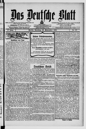 Das deutsche Blatt vom 23.11.1902