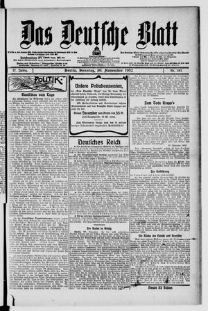 Das deutsche Blatt vom 30.11.1902