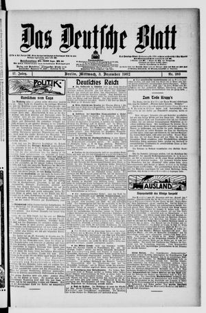 Das deutsche Blatt vom 03.12.1902