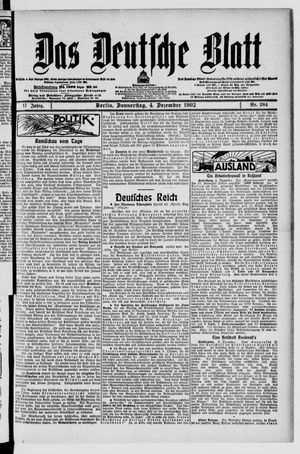 Das deutsche Blatt vom 04.12.1902