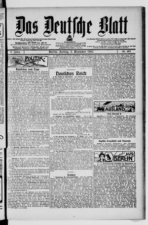 Das deutsche Blatt vom 05.12.1902