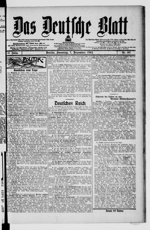 Das deutsche Blatt vom 07.12.1902