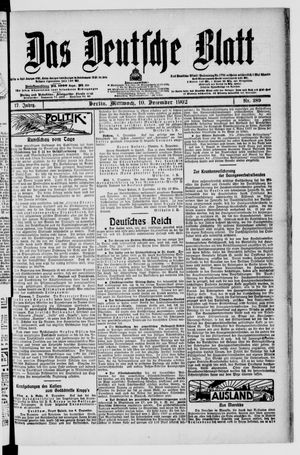 Das deutsche Blatt vom 10.12.1902