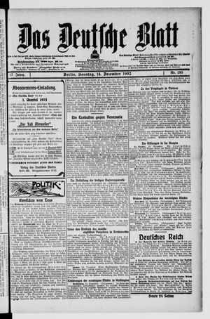 Das deutsche Blatt vom 14.12.1902