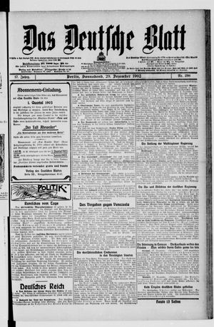 Das deutsche Blatt vom 20.12.1902