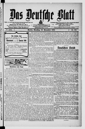 Das deutsche Blatt vom 30.12.1902