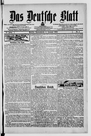 Das deutsche Blatt vom 03.01.1903