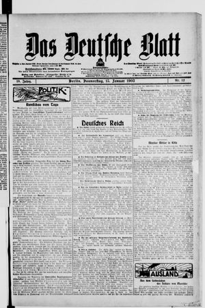 Das deutsche Blatt on Jan 15, 1903