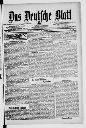 Das deutsche Blatt vom 18.01.1903