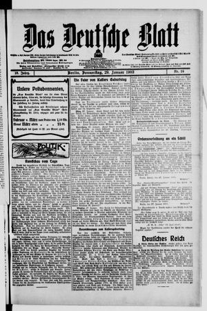 Das deutsche Blatt vom 29.01.1903