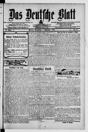 Das deutsche Blatt vom 01.02.1903