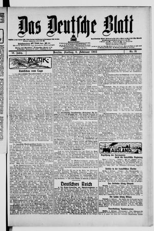 Das deutsche Blatt on Feb 6, 1903