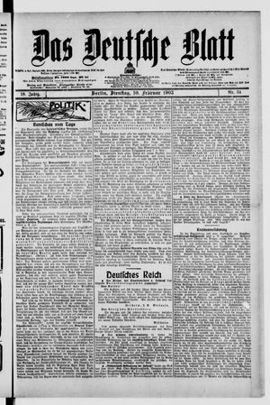 Das deutsche Blatt vom 10.02.1903