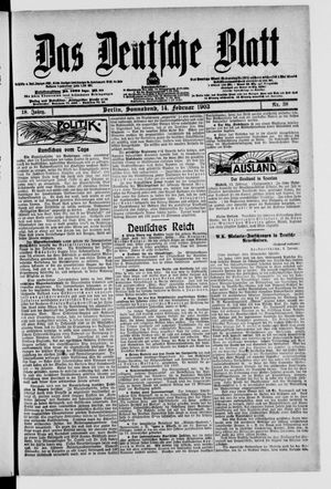 Das deutsche Blatt on Feb 14, 1903