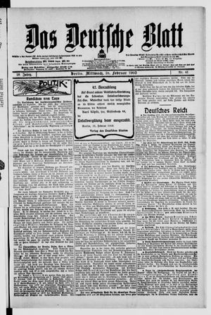 Das deutsche Blatt vom 18.02.1903