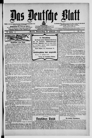 Das deutsche Blatt vom 19.02.1903