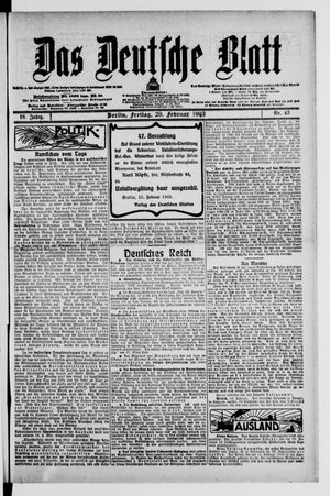 Das deutsche Blatt vom 20.02.1903