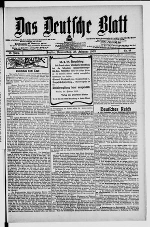 Das deutsche Blatt vom 26.02.1903