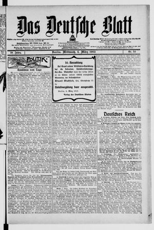 Das deutsche Blatt on Mar 4, 1903