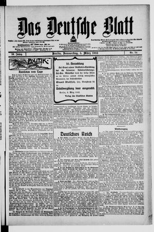 Das deutsche Blatt on Mar 5, 1903