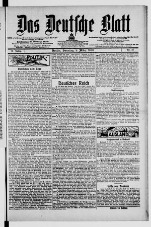 Das deutsche Blatt vom 08.03.1903