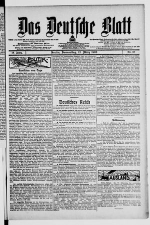 Das deutsche Blatt vom 12.03.1903