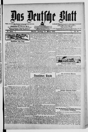 Das deutsche Blatt vom 13.03.1903