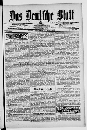Das deutsche Blatt vom 14.03.1903